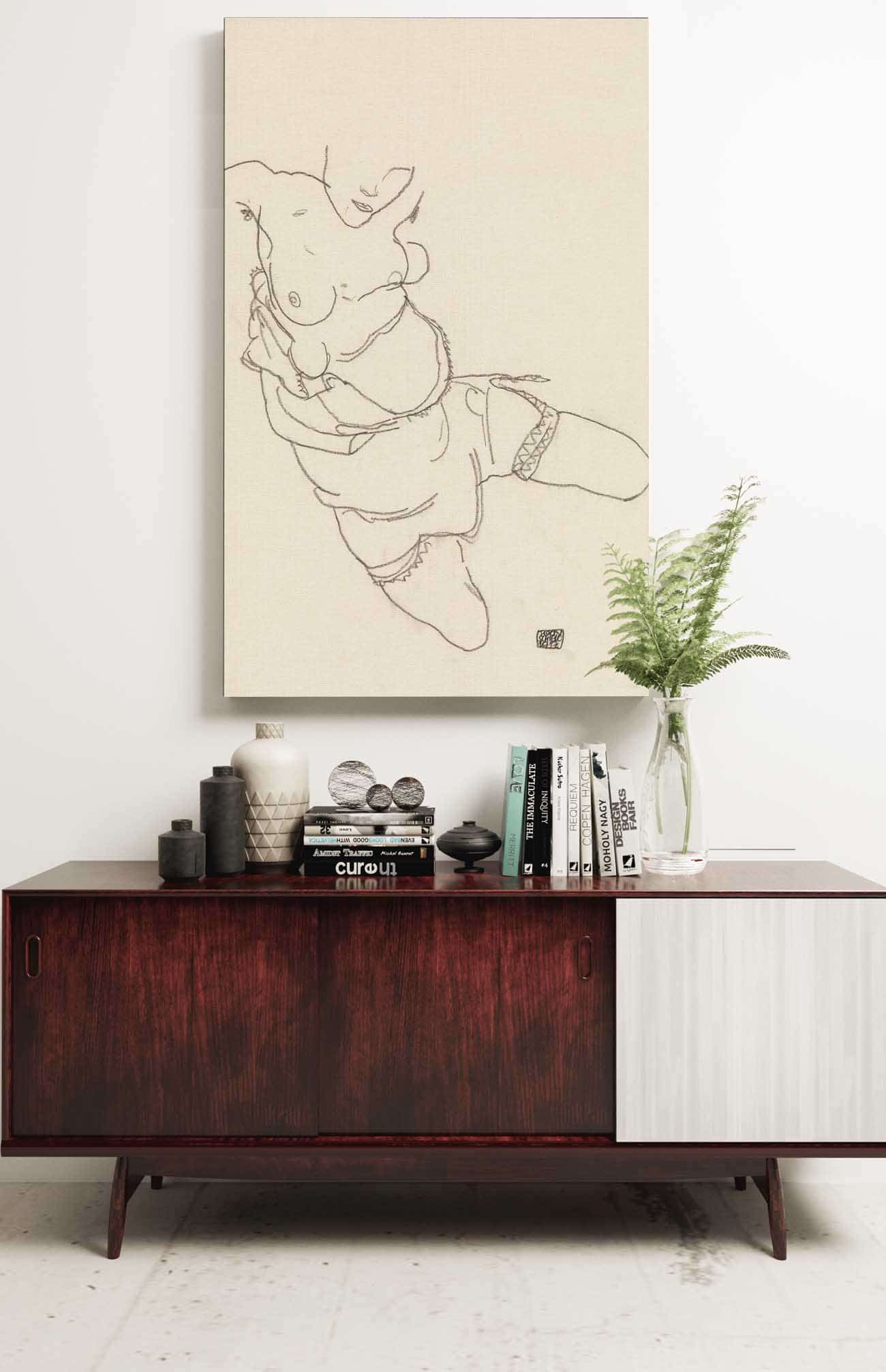 Semi Dressed Model by Egon Schiele Posters, Prints, & Visual Artwork