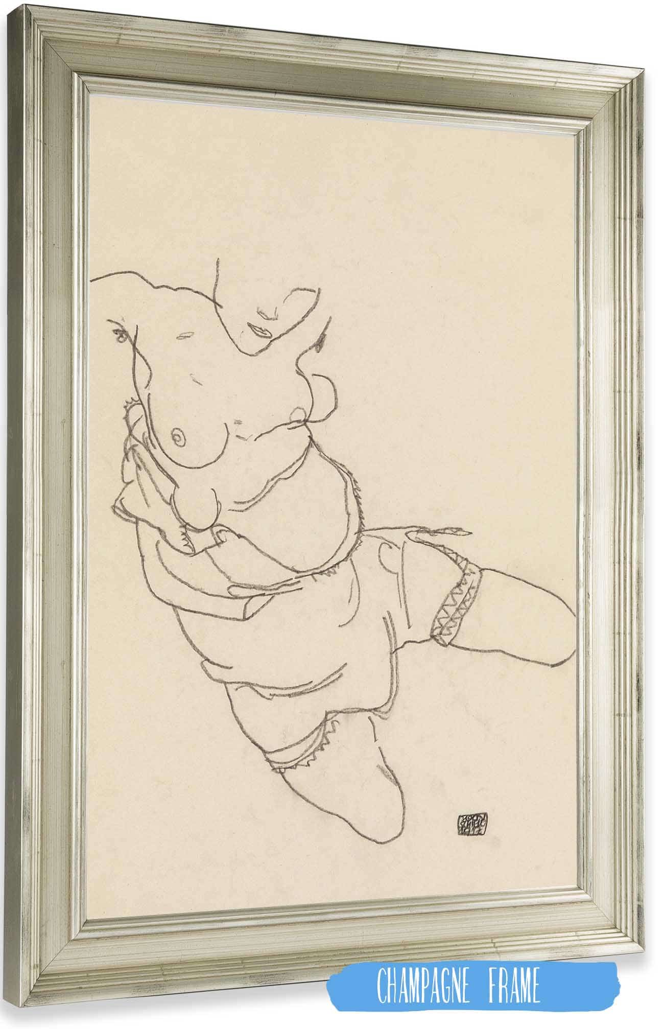 Semi Dressed Model by Egon Schiele Posters, Prints, & Visual Artwork