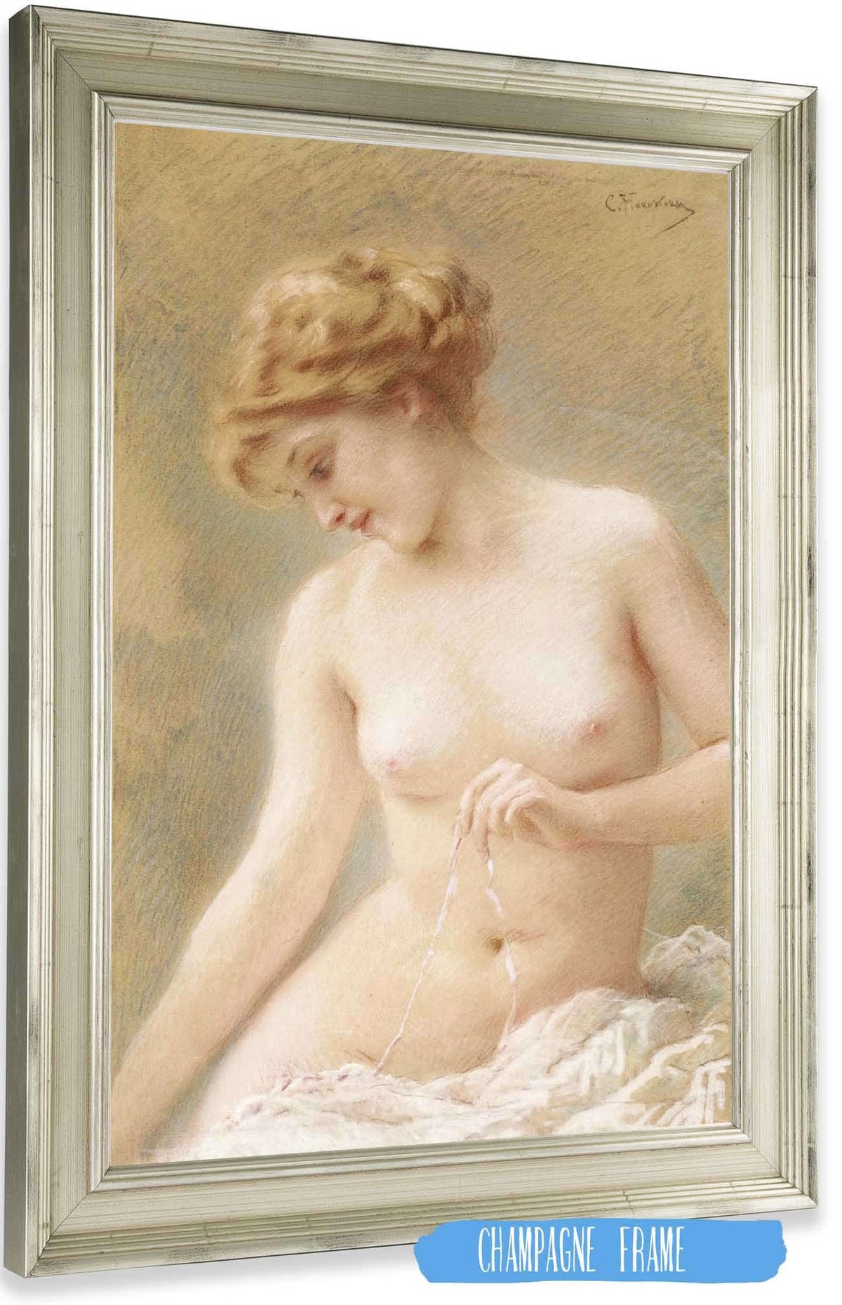 Sitting Nude by Konstantin Egorovich Makovsky Posters, Prints, & Visual Artwork