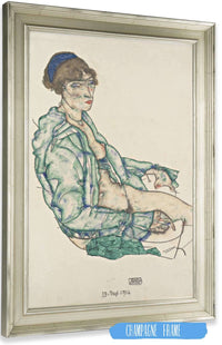 Sitting Semi Nude With Blue Hairband by Egon Schiele Posters, Prints, & Visual Artwork