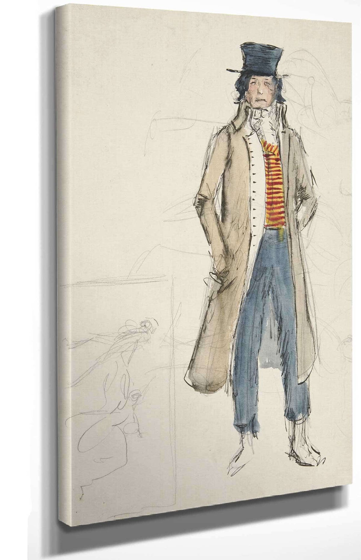 Sketch Of A Man Costume Study For La Tosca by Edwin Austin Abbey Posters, Prints, & Visual Artwork