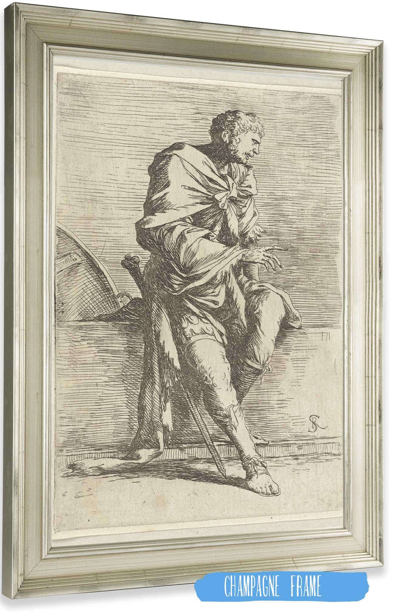 Soldier Seated  by Salvator Rosa Posters, Prints, & Visual Artwork