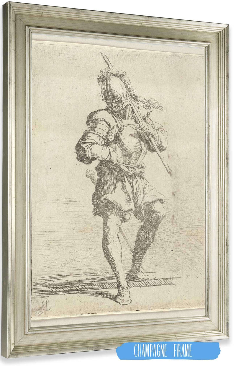 Soldier Standing Looking At The Ground  by Salvator Rosa Posters, Prints, & Visual Artwork
