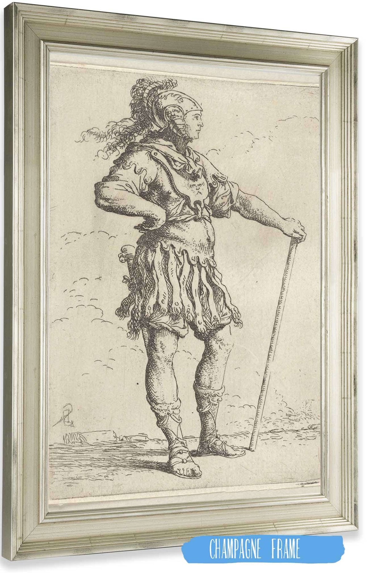 Soldier With Cane Facing Right  by Salvator Rosa Posters, Prints, & Visual Artwork