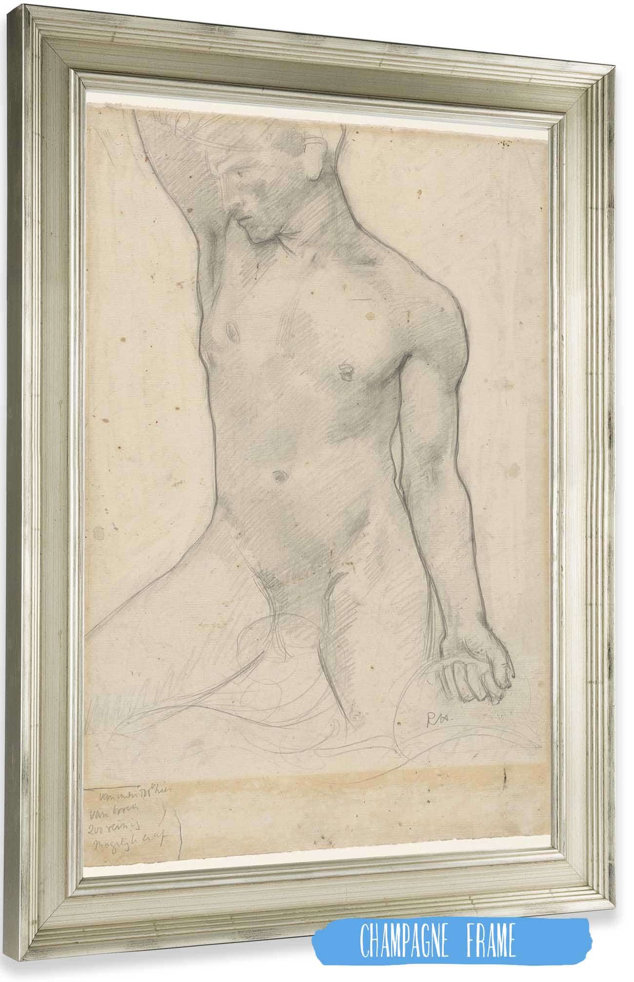 Staand Mannelijk Naakt In De Golven  by Richard Nicolaus Roland Holst Posters, Prints, & Visual Artwork
