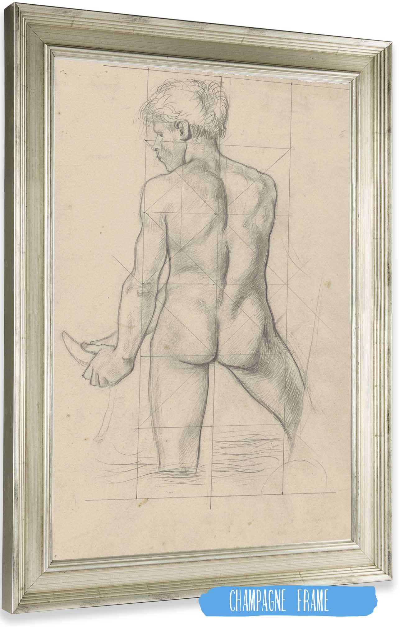 Staand Mannelijk Naakt In Het Water Op De Rug Gezien  by Richard Nicolaus Roland Holst Posters, Prints, & Visual Artwork