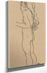 Standing Nude Girl Facing Left by Egon Schiele Posters, Prints, & Visual Artwork
