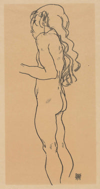 Standing Nude Girl Facing Left by Egon Schiele Posters, Prints, & Visual Artwork