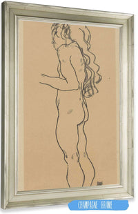 Standing Nude Girl Facing Left by Egon Schiele Posters, Prints, & Visual Artwork