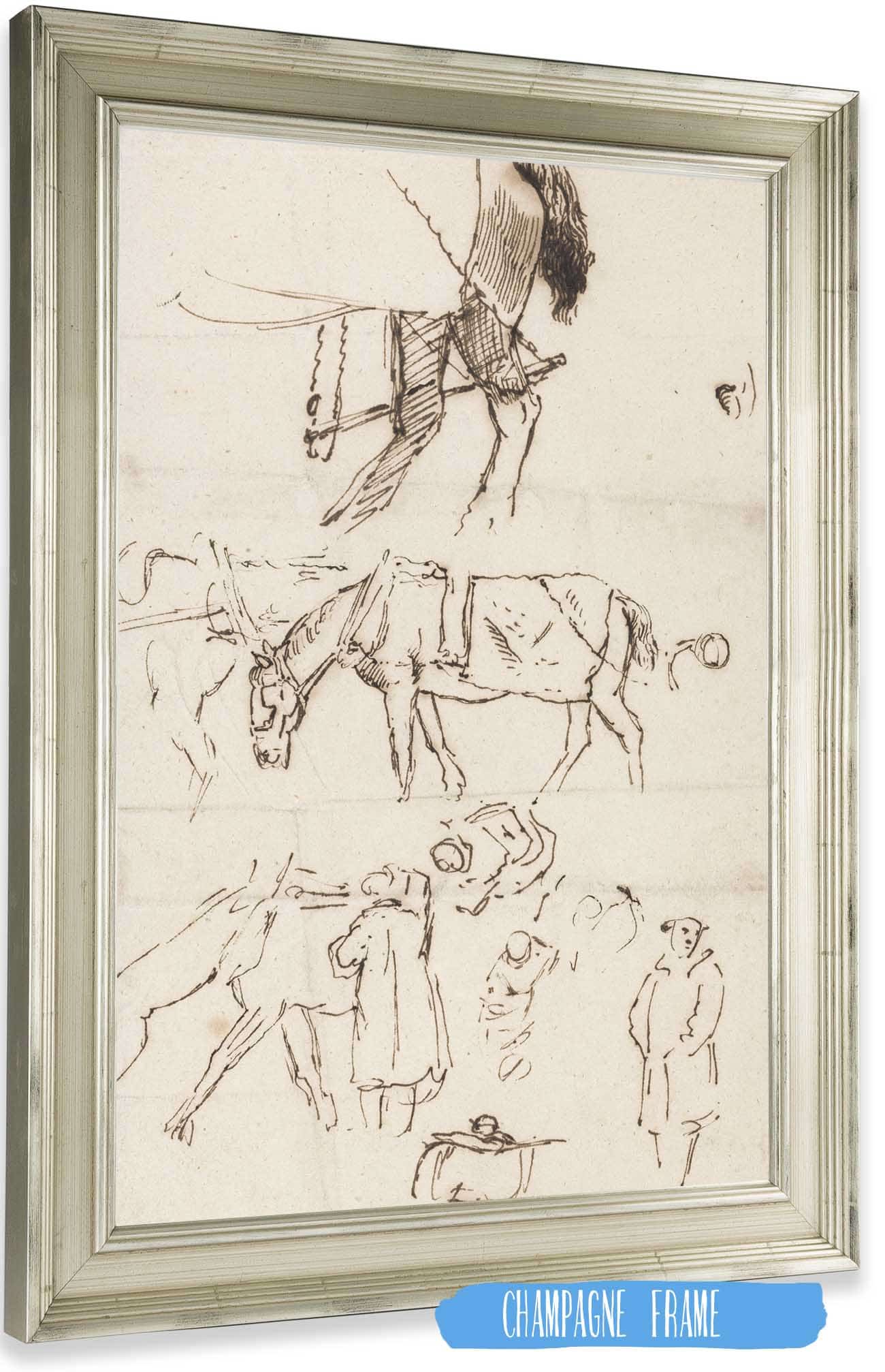 Studies Of Horses Men And Carriages by John Linnell Posters, Prints, & Visual Artwork