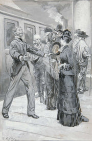 Study For The Meeting In The Railway Station Chapter Of Castle In Spain by Edwin Austin Abbey Posters, Prints, & Visual Artwork