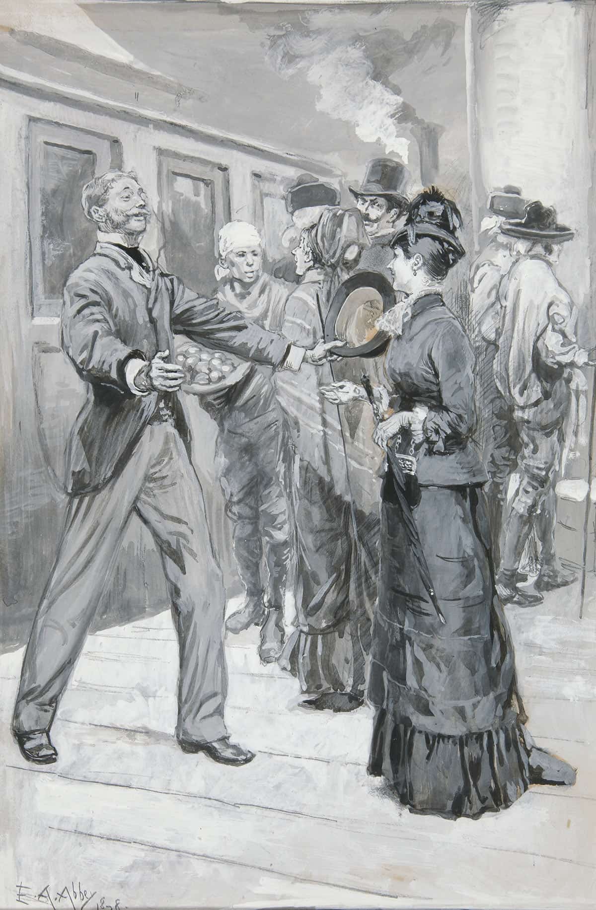 Study For The Meeting In The Railway Station Chapter Of Castle In Spain by Edwin Austin Abbey Posters, Prints, & Visual Artwork