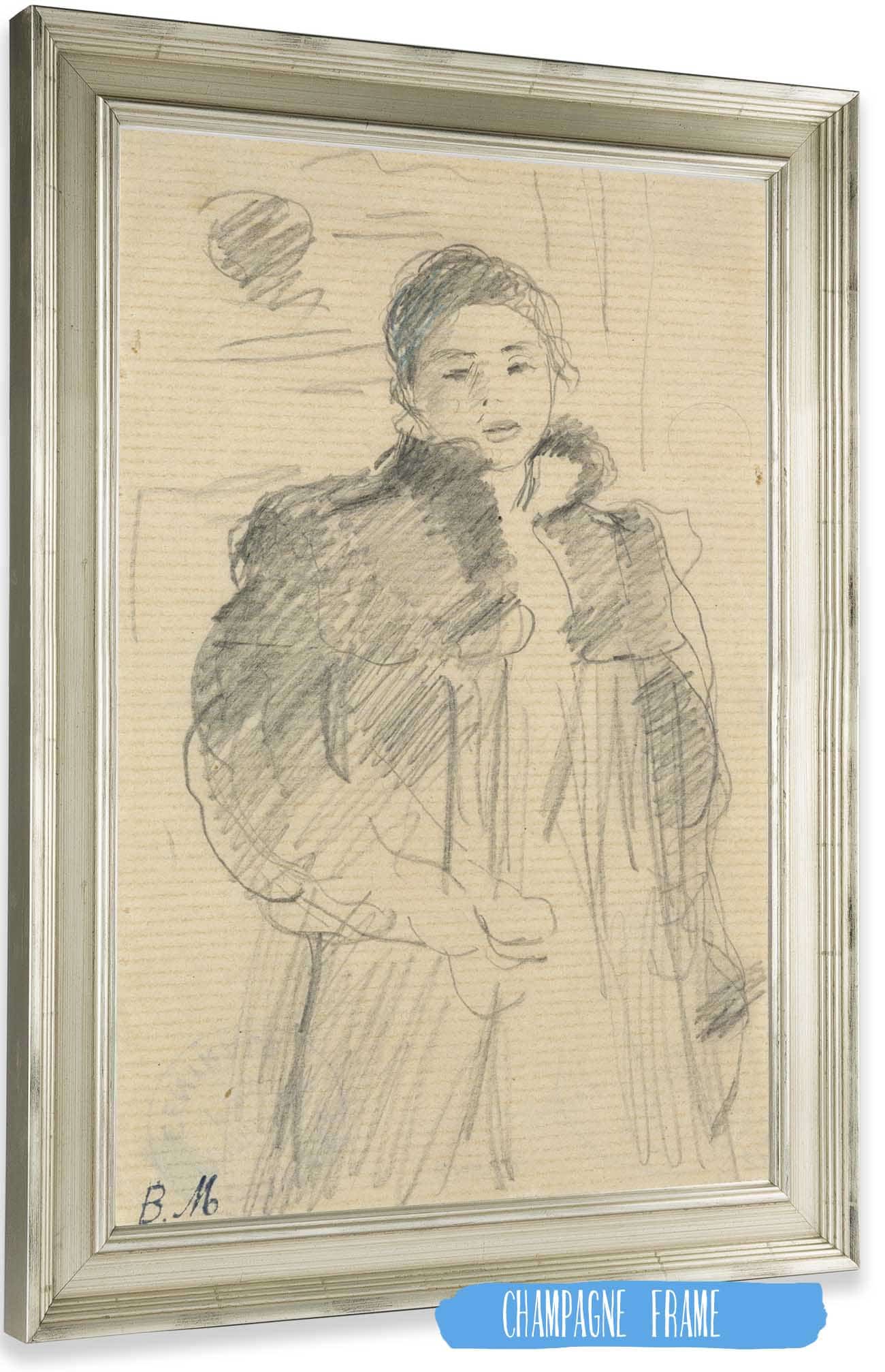 Study For Young Girl In A Green Coat by Berthe Morisot Posters, Prints, & Visual Artwork
