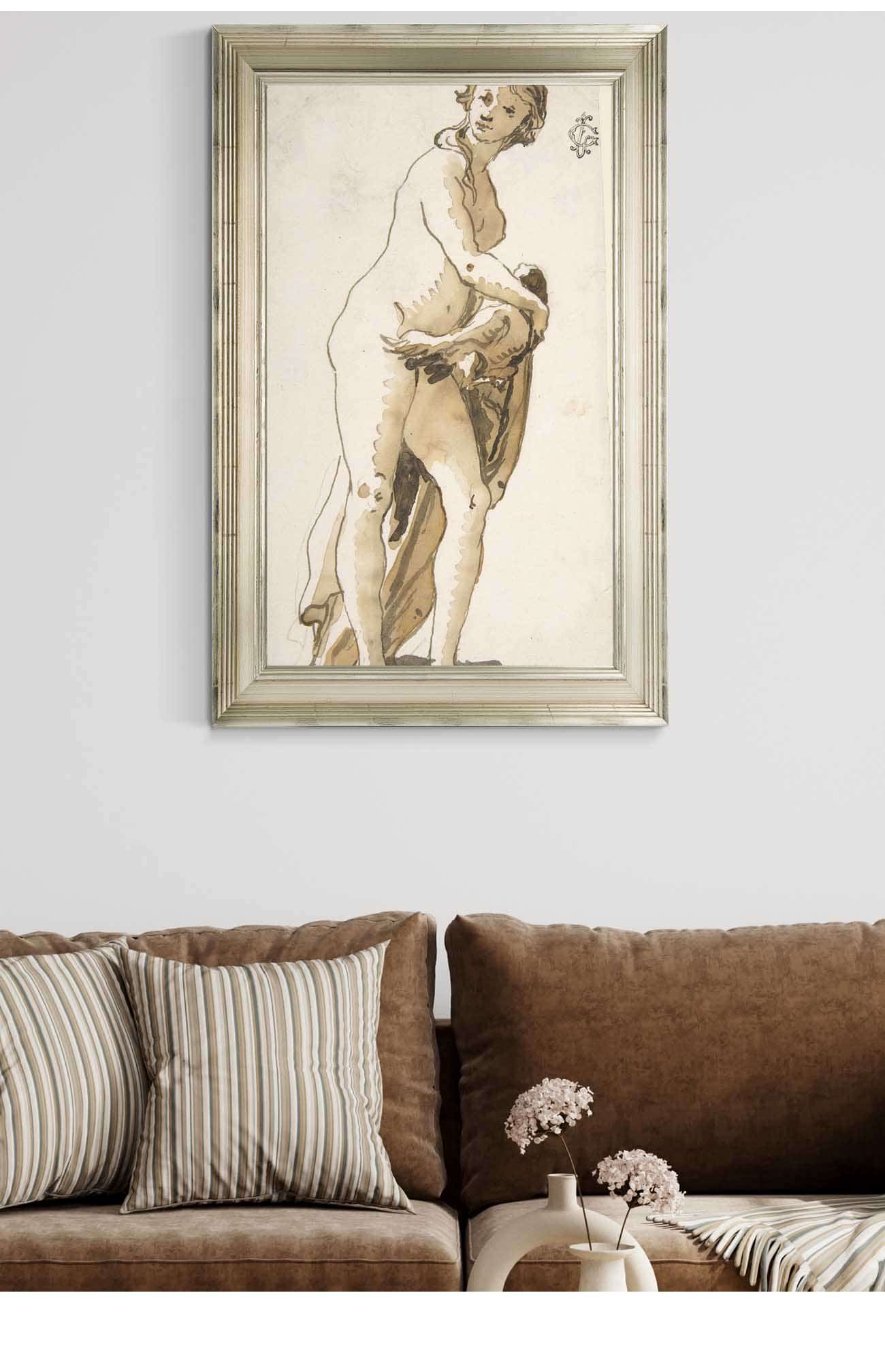 Study Of A Garden Sculpture Leda   by Giovanni Domenico Tiepolo Posters, Prints, & Visual Artwork
