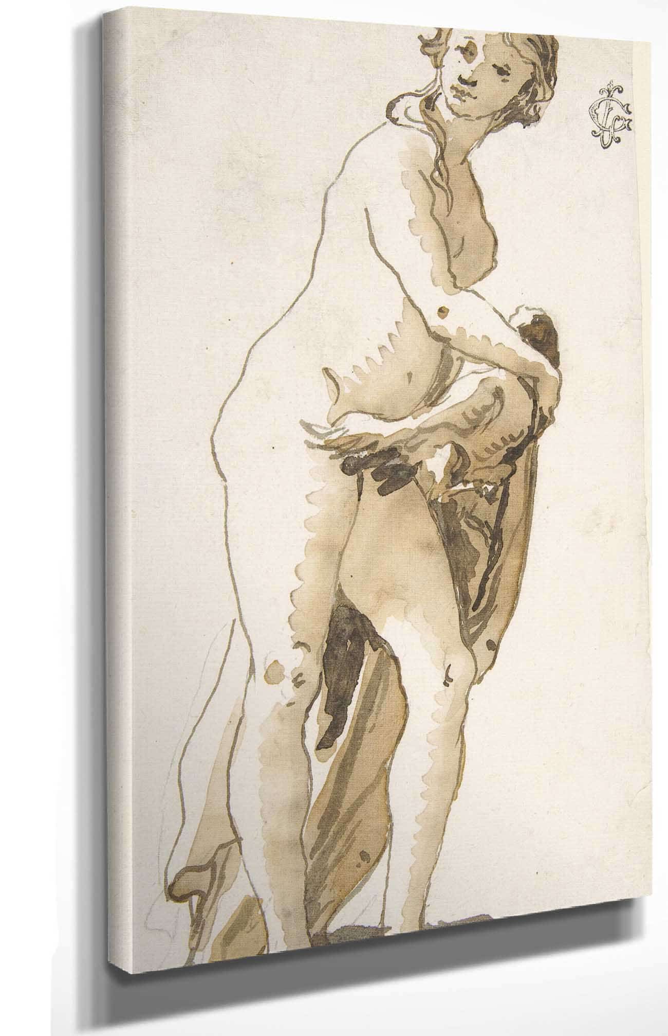 Study Of A Garden Sculpture Leda   by Giovanni Domenico Tiepolo Posters, Prints, & Visual Artwork