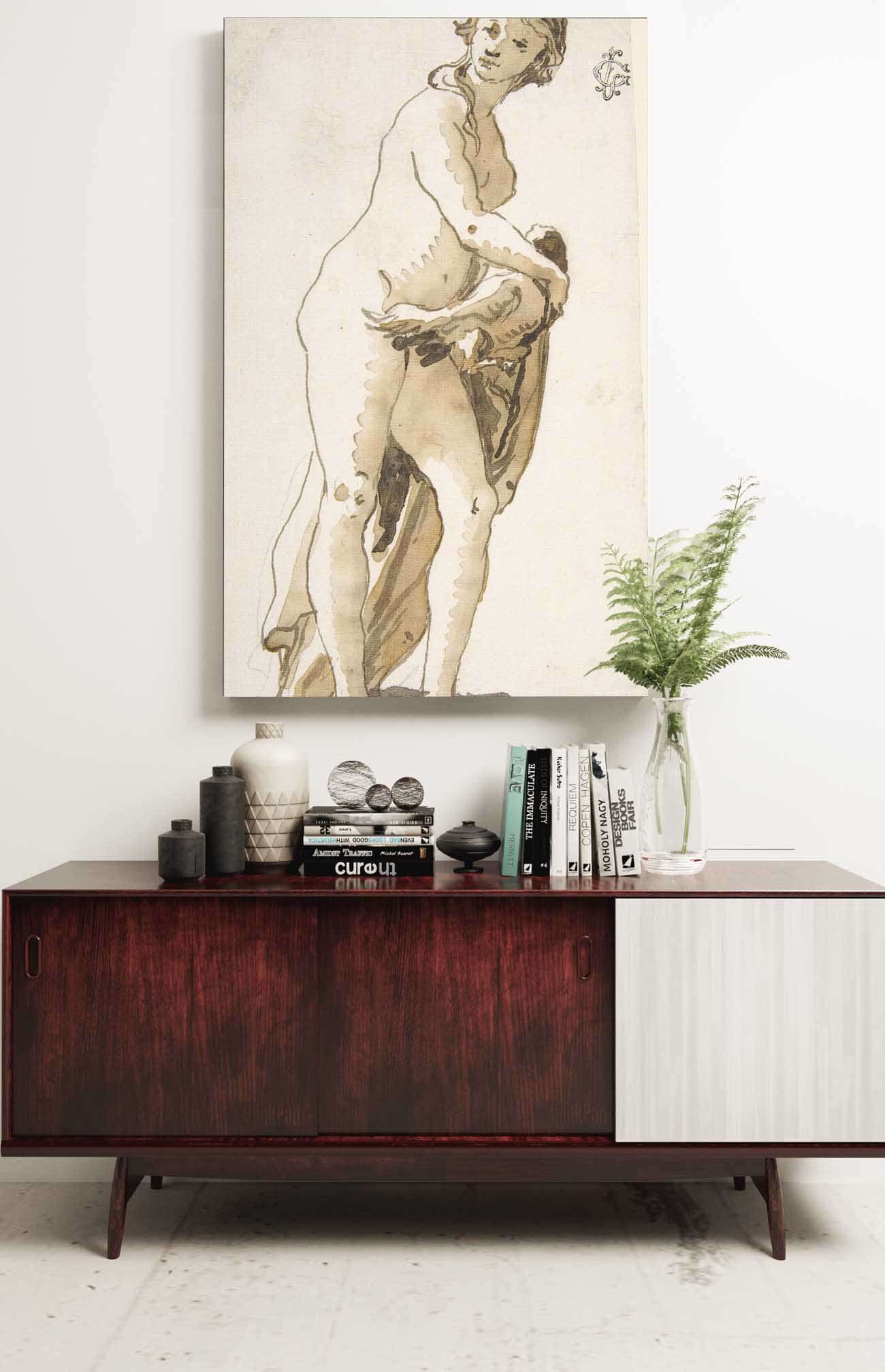Study Of A Garden Sculpture Leda   by Giovanni Domenico Tiepolo Posters, Prints, & Visual Artwork