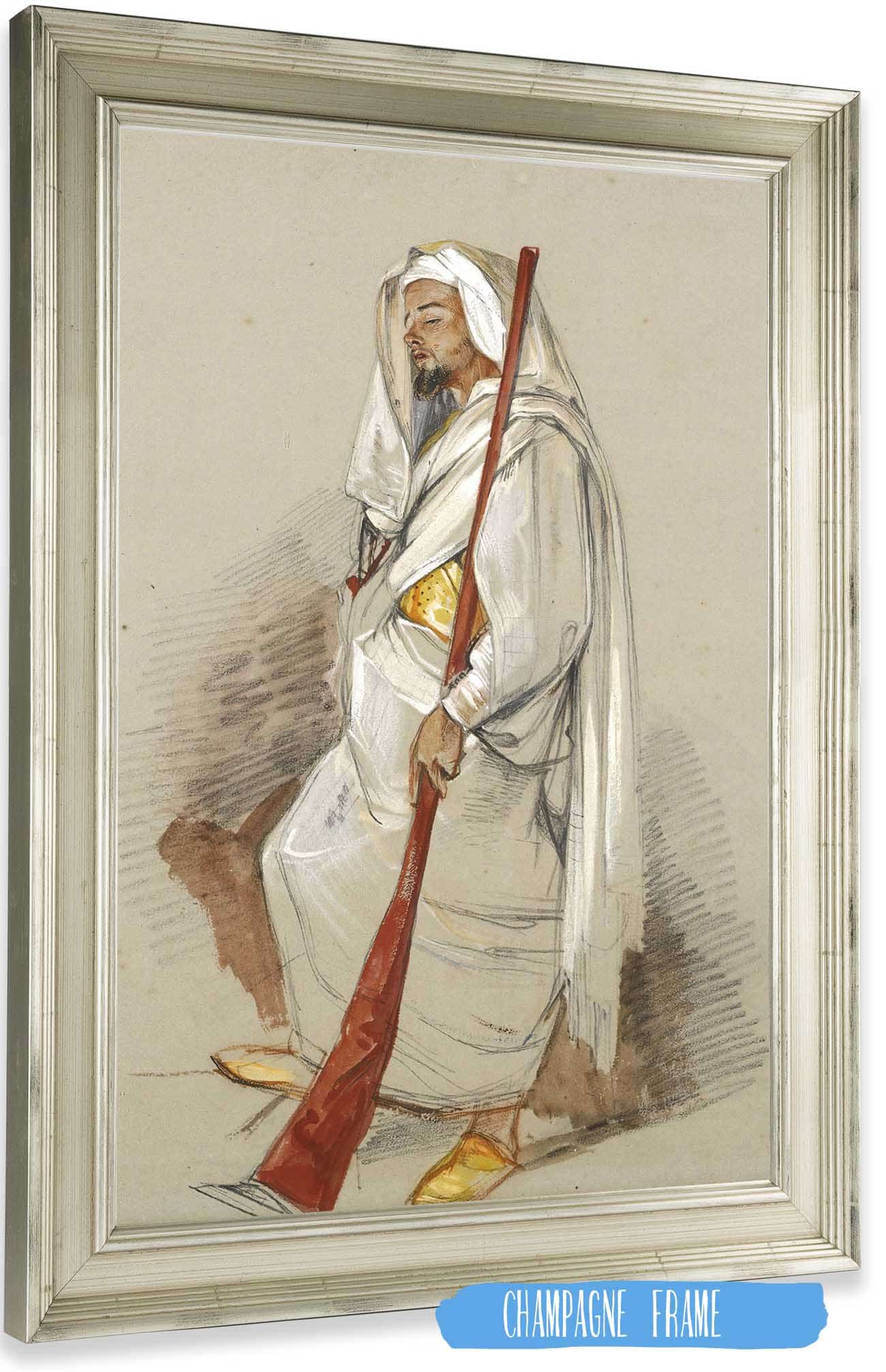 Study Of A Man Wearing North African Dress by John Frederick Lewis Posters, Prints, & Visual Artwork