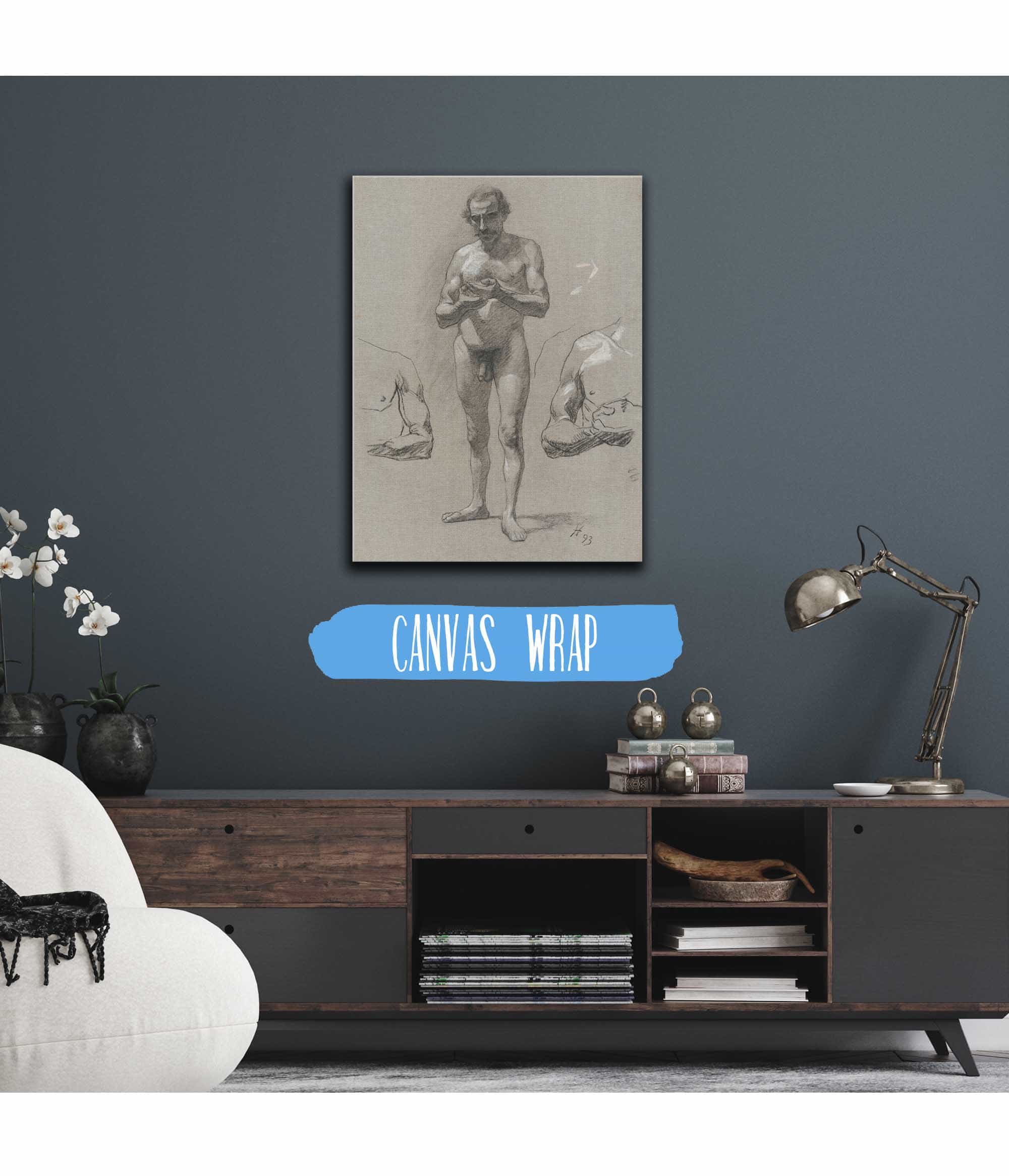Study Of A Standing Male Nude  by Jozef Hanula Posters, Prints, & Visual Artwork