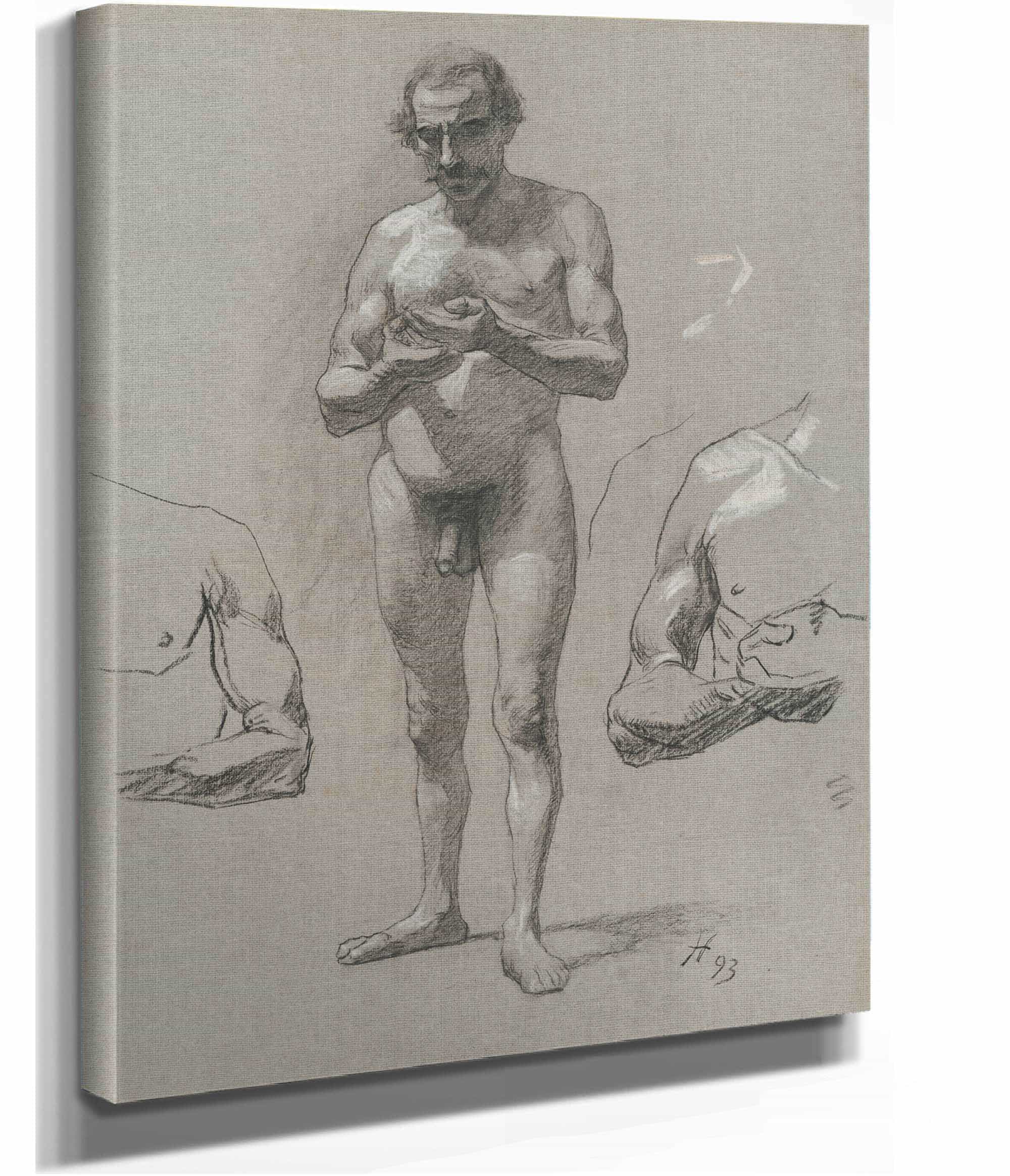 Study Of A Standing Male Nude  by Jozef Hanula Posters, Prints, & Visual Artwork