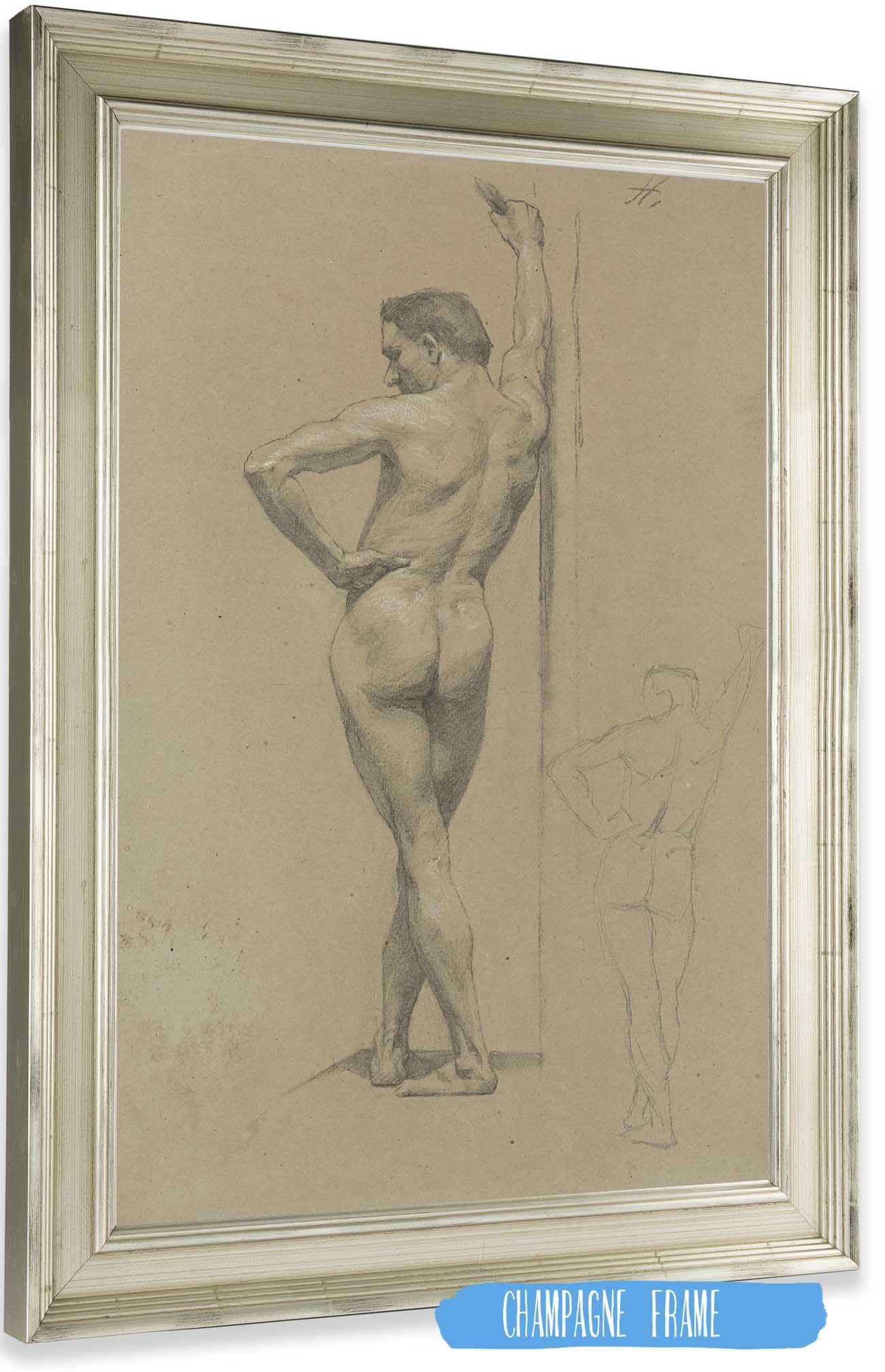 Study Of A Standing Male Nude  by Jozef Hanula Posters, Prints, & Visual Artwork