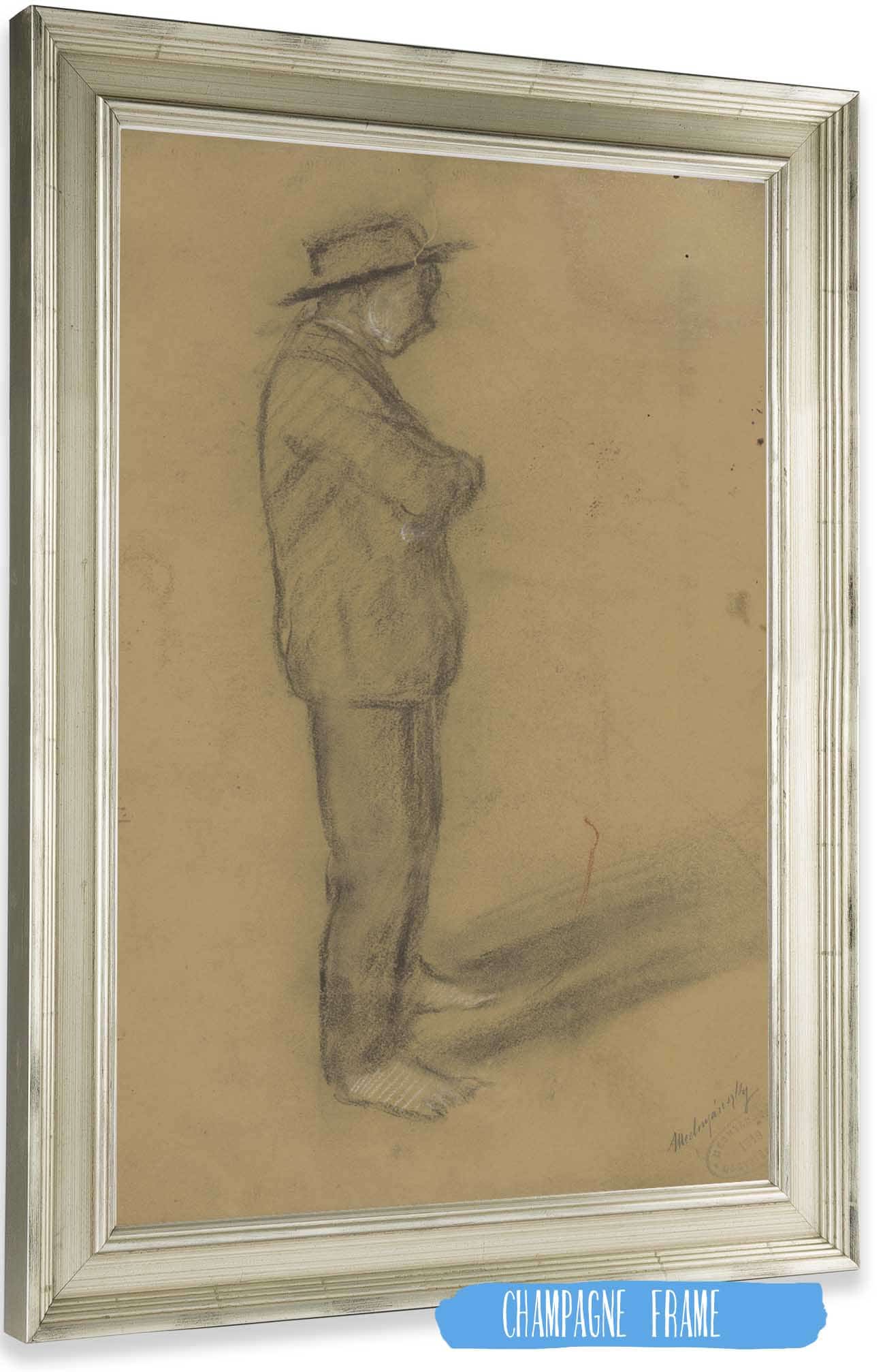 Study Of A Standing Man In A Hat by Ladislav Mednyanszky Posters, Prints, & Visual Artwork