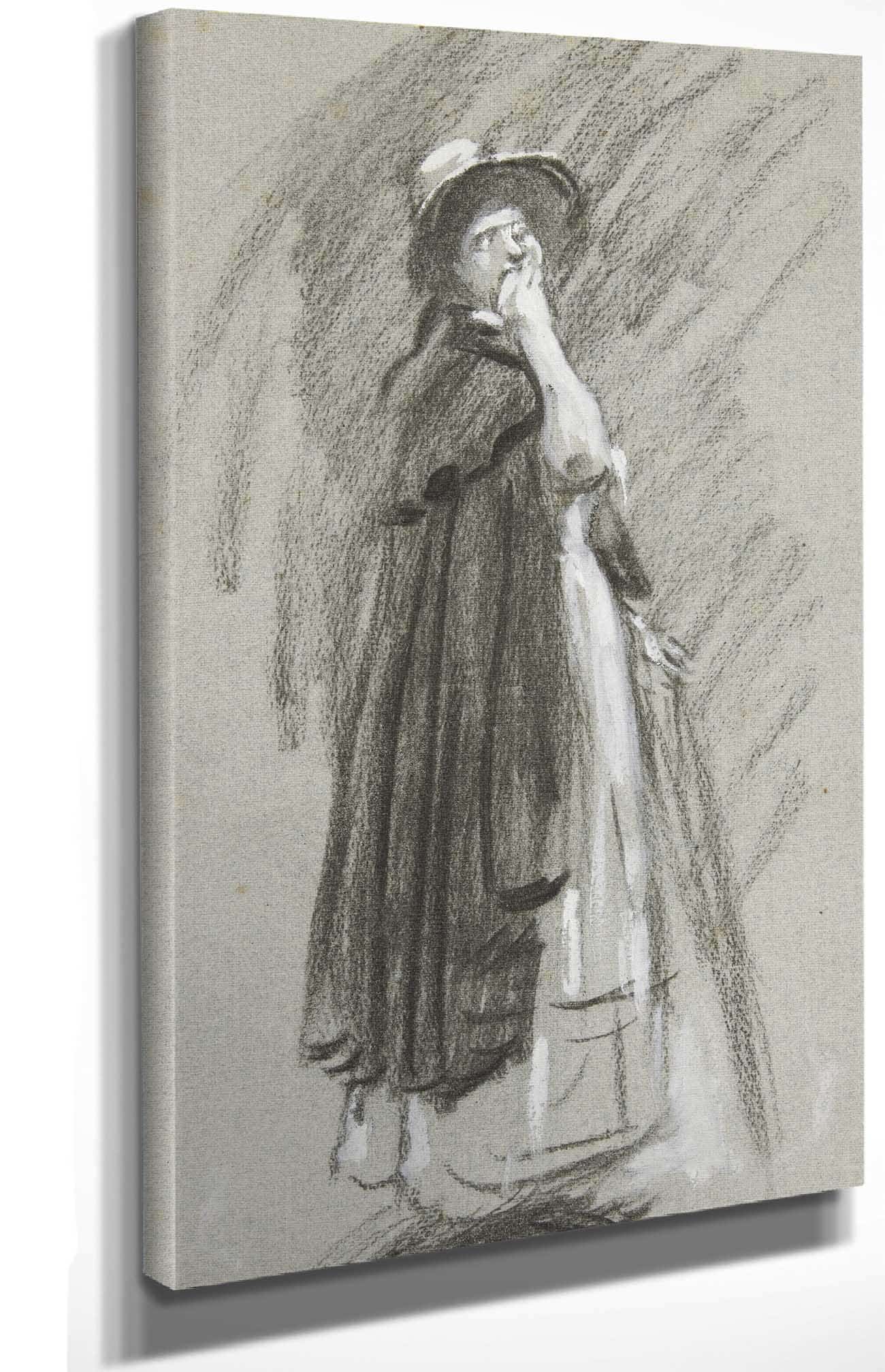 Study Of A Woman In Cloak And Hat by Edwin Austin Abbey Posters, Prints, & Visual Artwork