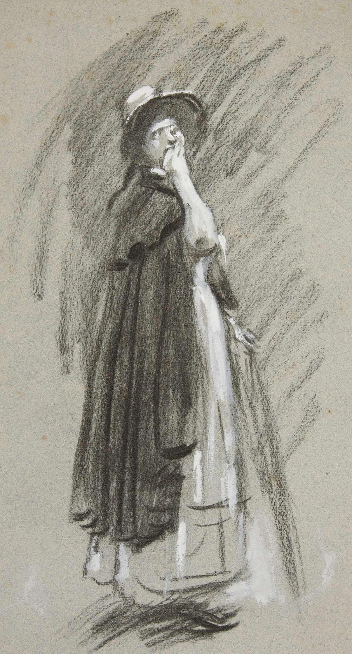 Study Of A Woman In Cloak And Hat by Edwin Austin Abbey Posters, Prints, & Visual Artwork