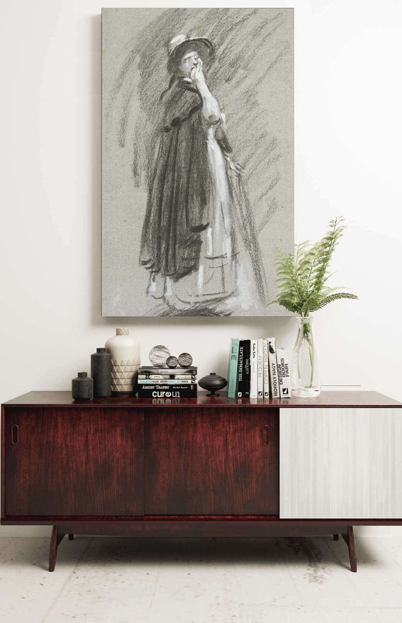 Study Of A Woman In Cloak And Hat by Edwin Austin Abbey Posters, Prints, & Visual Artwork