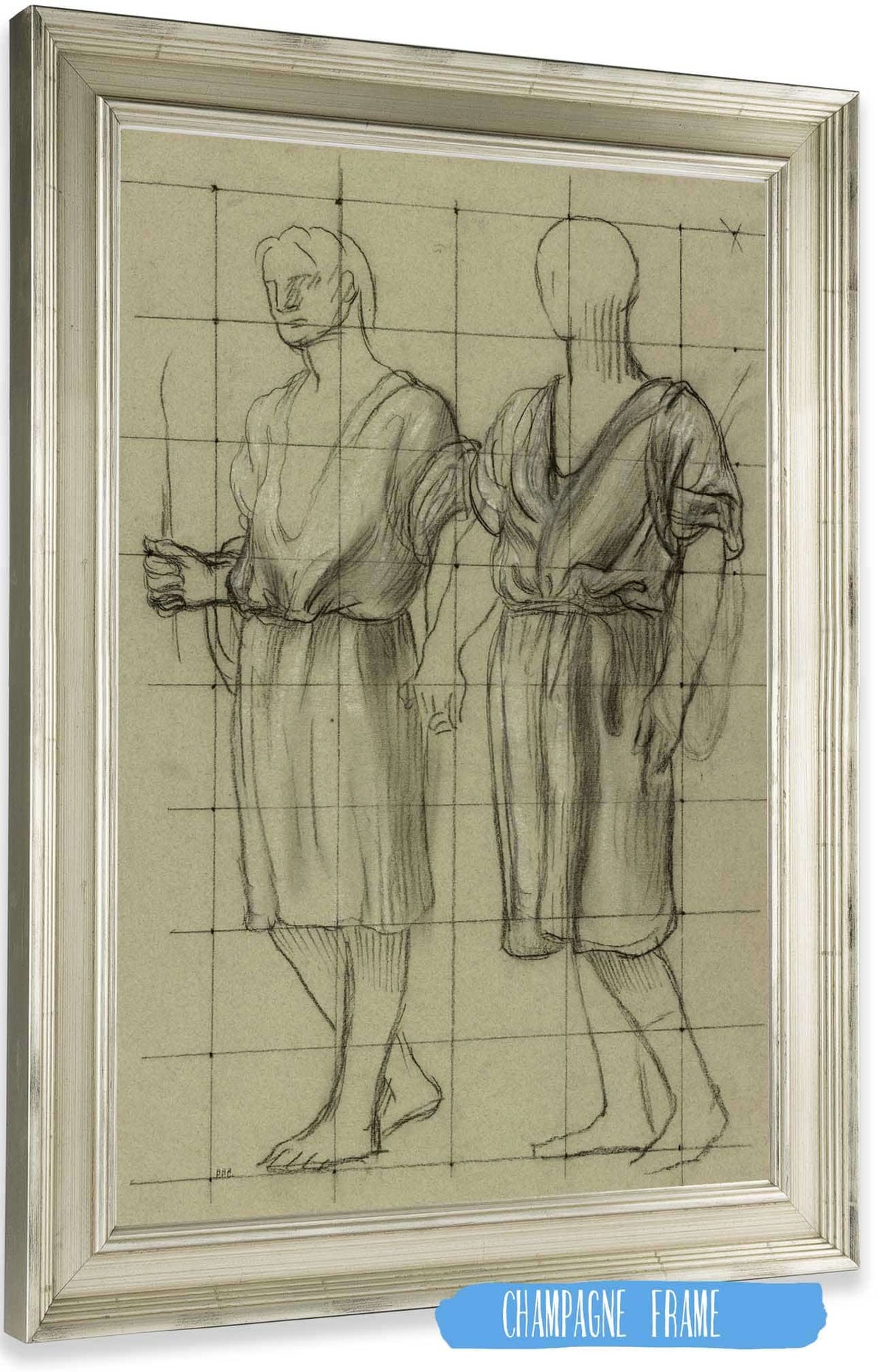 Study Of Two Standing Figures by Pierre Puvis De Chavannes Posters, Prints, & Visual Artwork