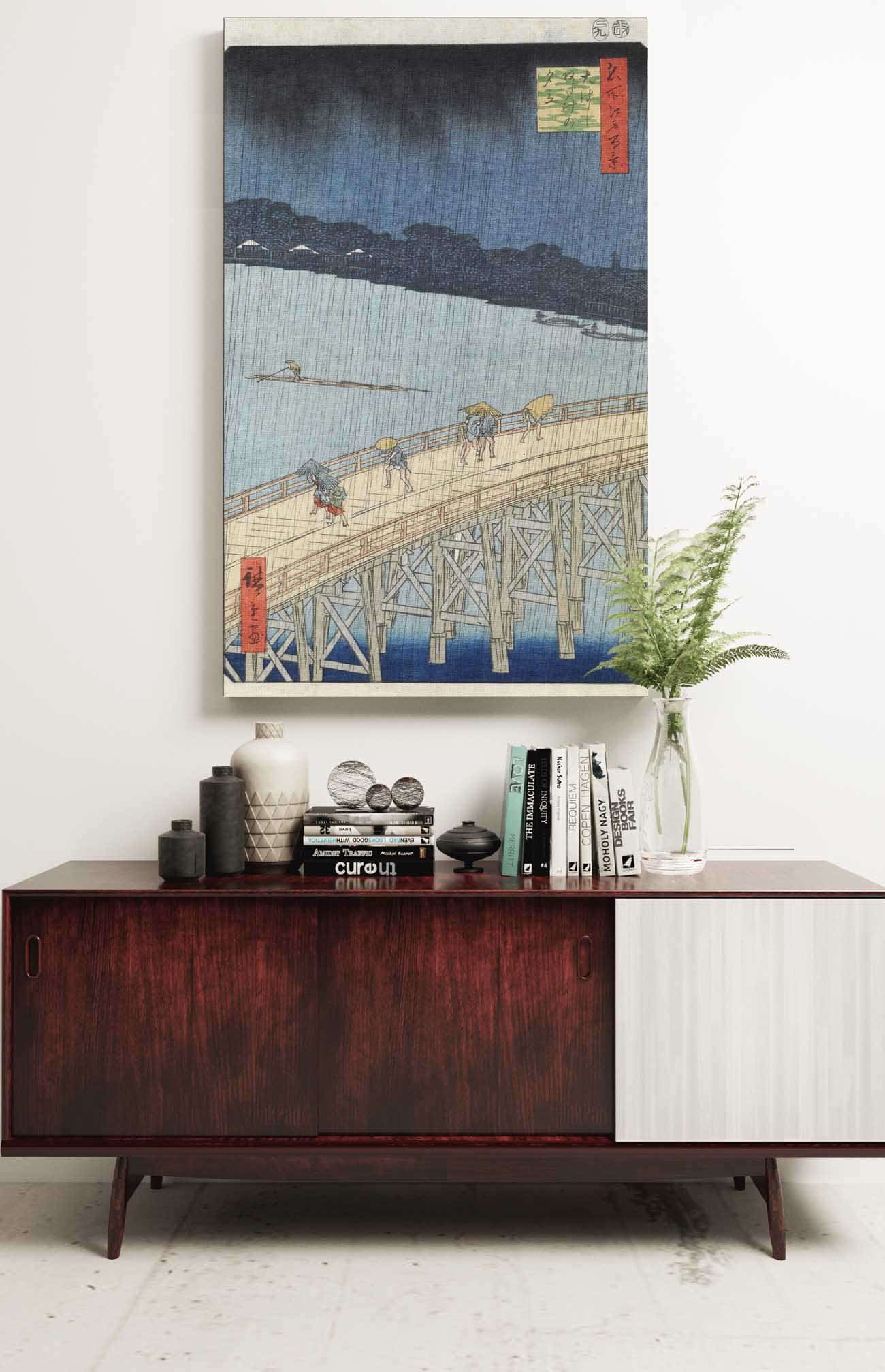 Sudden Shower Over Ohashi Bridge And Atake by Ando Hiroshige Posters, Prints, & Visual Artwork