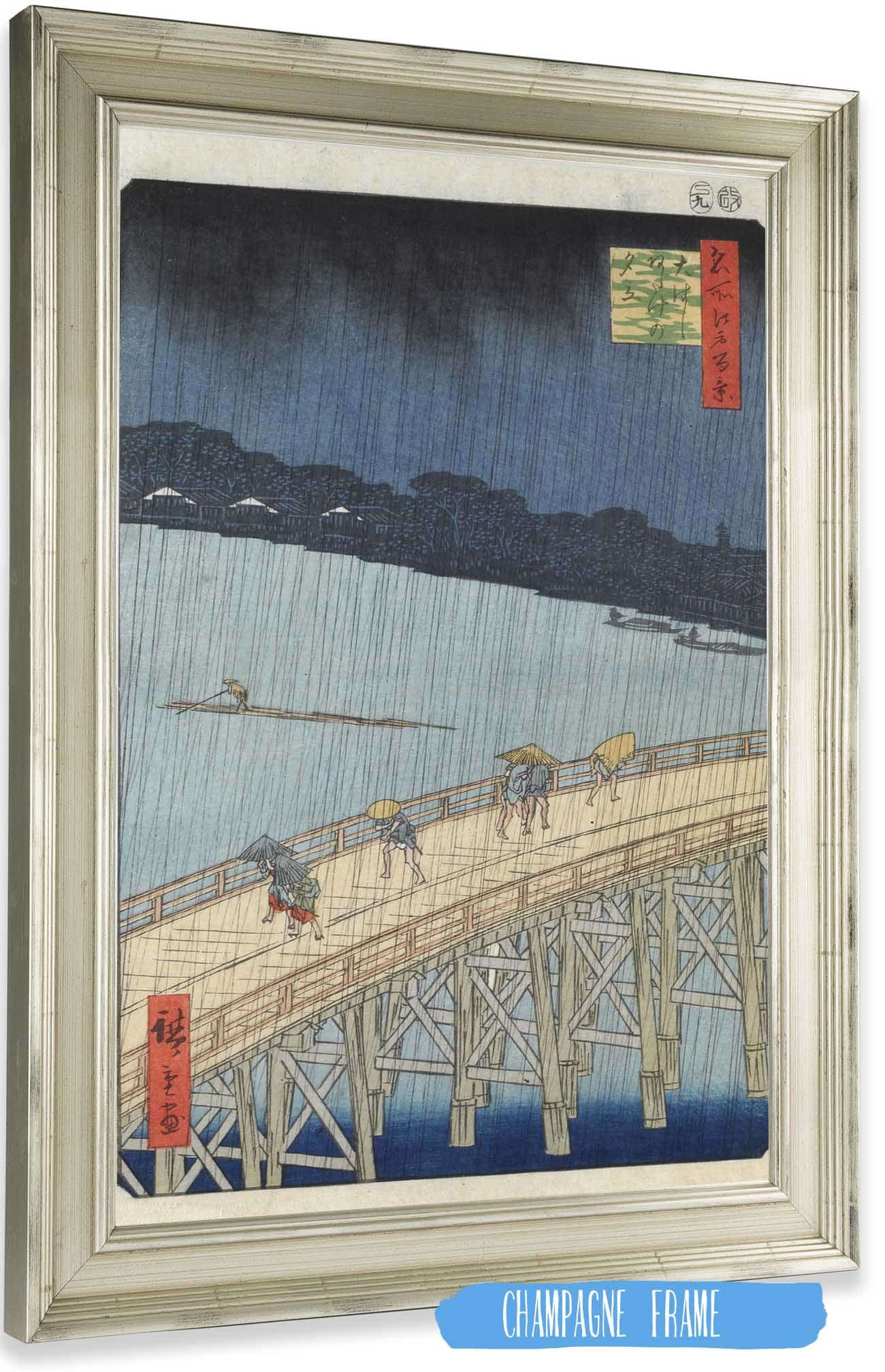 Sudden Shower Over Ohashi Bridge And Atake by Ando Hiroshige Posters, Prints, & Visual Artwork