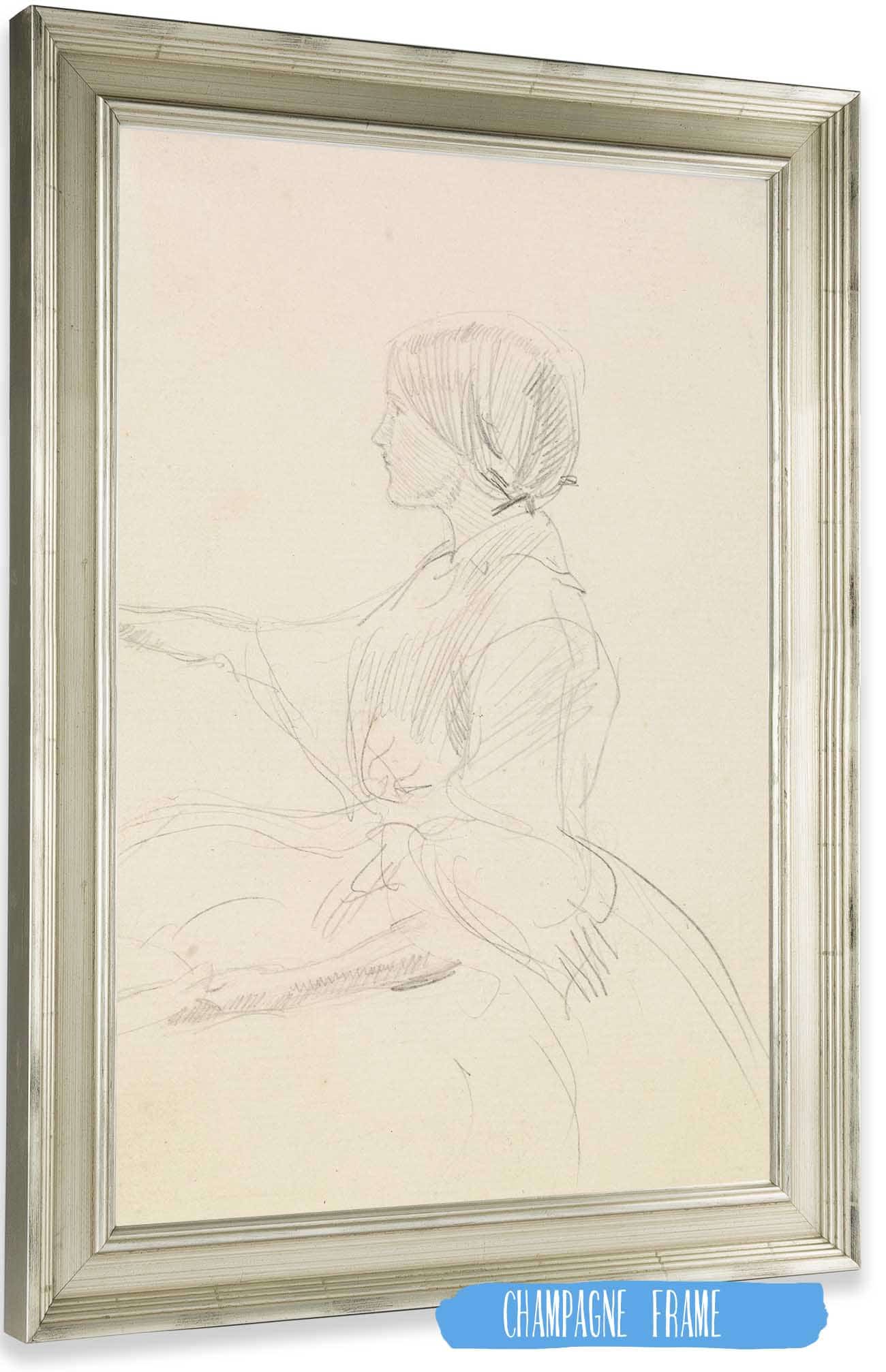 Tennysons The Grandmothers Apology Girl Seated On Floor by Sir John Everett Millais Posters, Prints, & Visual Artwork