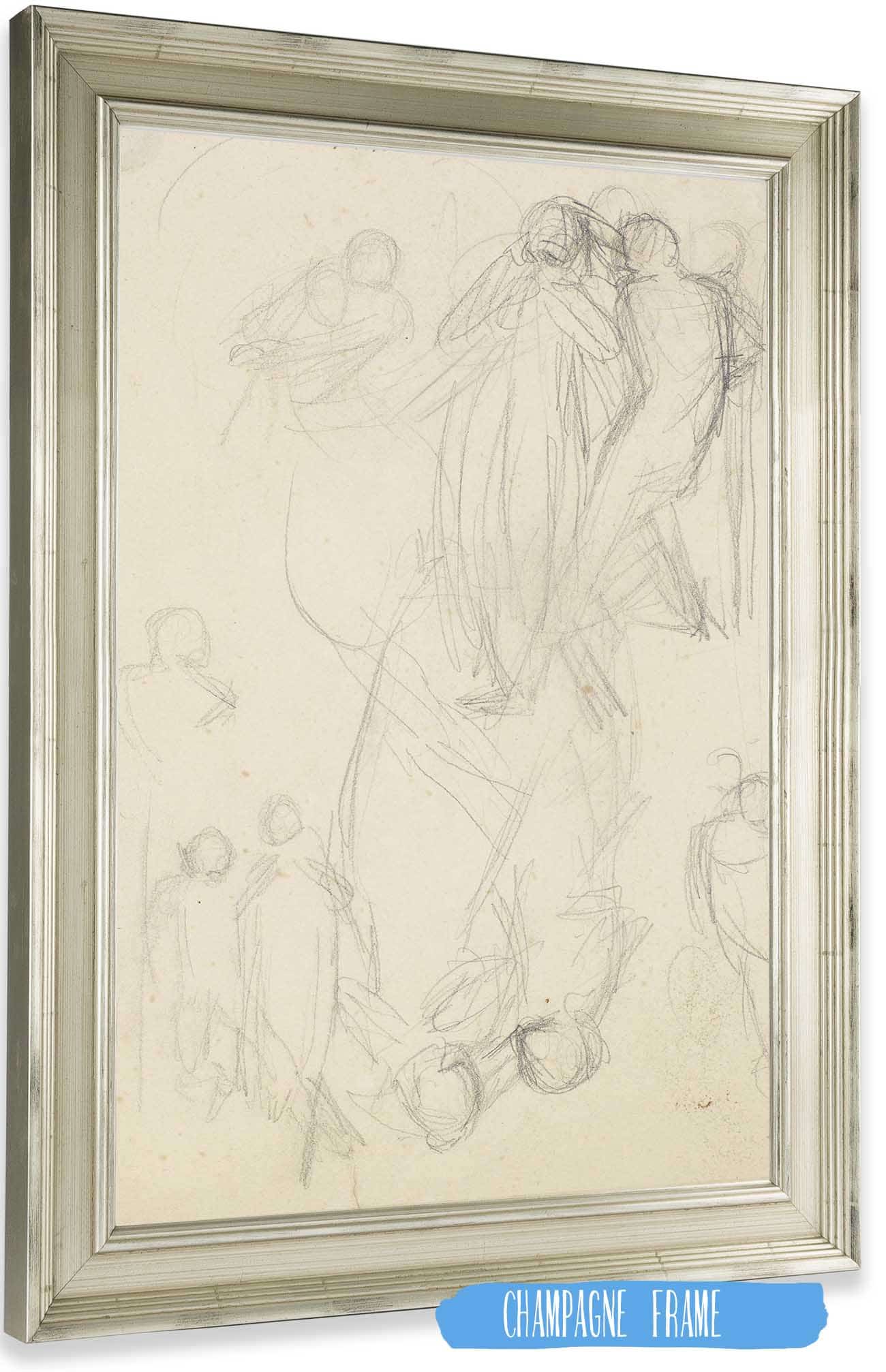 The Escape Of A Heretic Sketch Of The Girl And Her Lover by Sir John Everett Millais Posters, Prints, & Visual Artwork