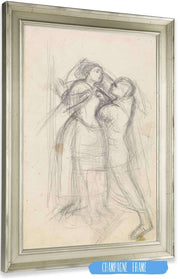 The Escape Of A Heretic Sketch Of The Girl And Her Lover by Sir John Everett Millais Posters, Prints, & Visual Artwork