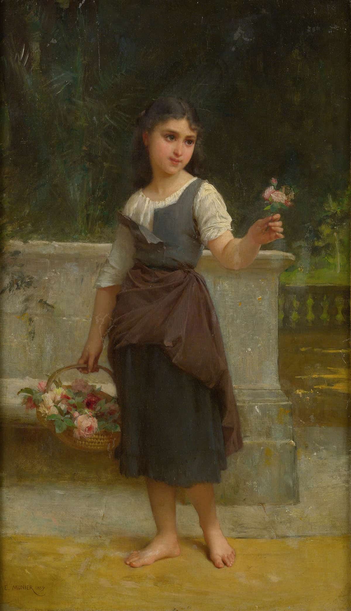 The Flower Girl by Emile Munier Posters, Prints, & Visual Artwork