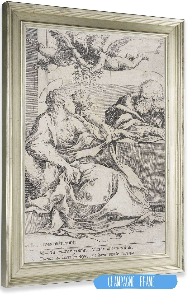 The Holy Family With Two Angels by Guido Reni Posters, Prints, & Visual Artwork