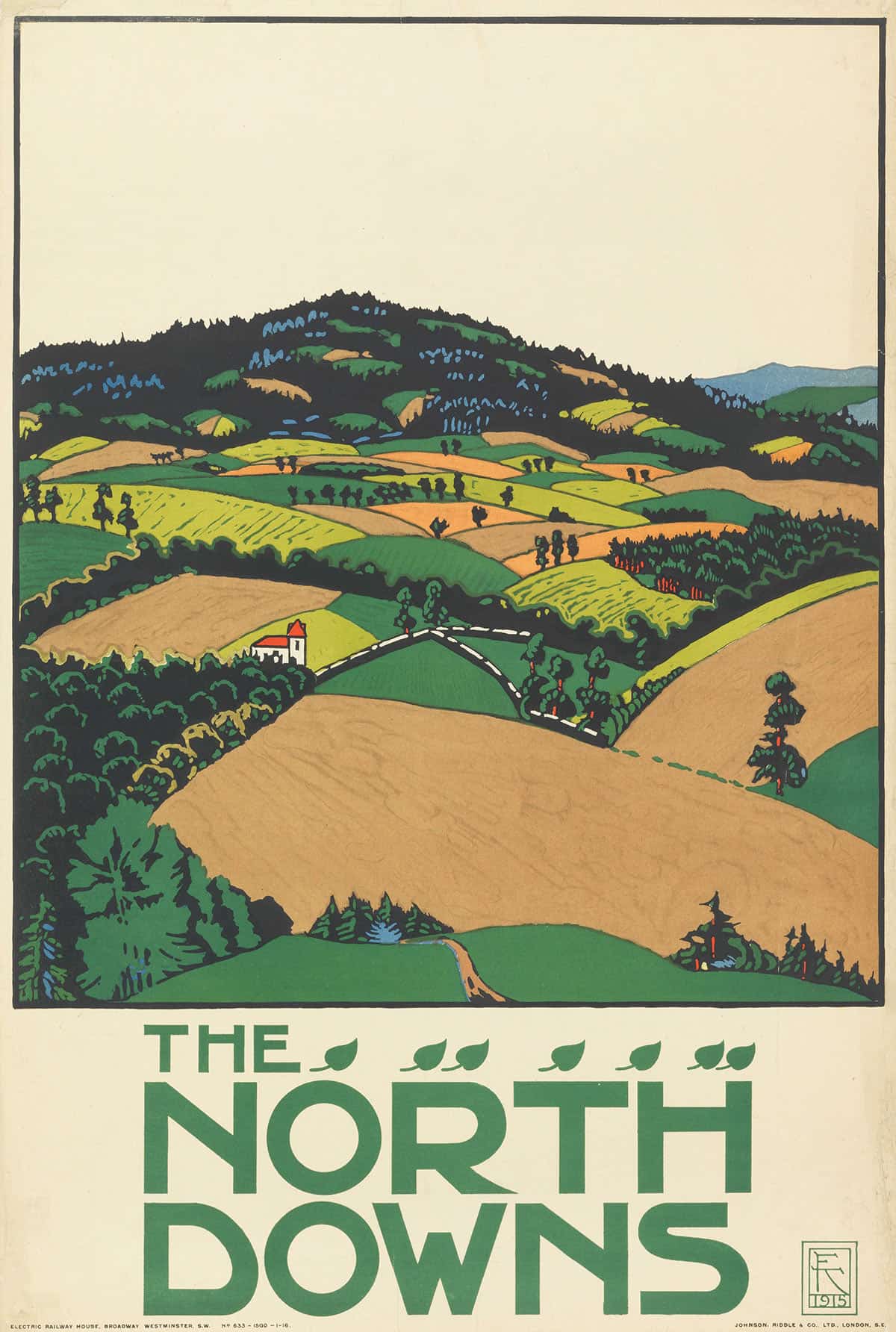 The North Downs London Underground by Edward Mcknight Kauffer Posters, Prints, & Visual Artwork
