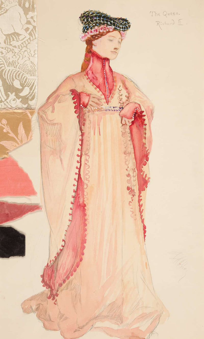 The Queen In Pink Costume Sketch For Henry Irvings Planned Production Of Richard Ii by Edwin Austin Abbey Posters, Prints, & Visual Artwork