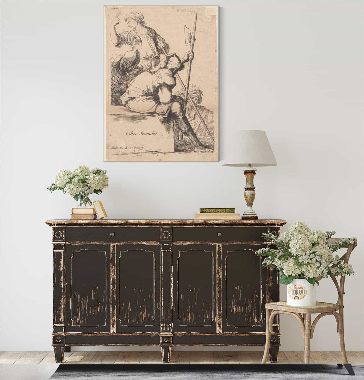 Three Soldiers One Seated On A Square Block Of Stone  by Salvator Rosa Posters, Prints, & Visual Artwork