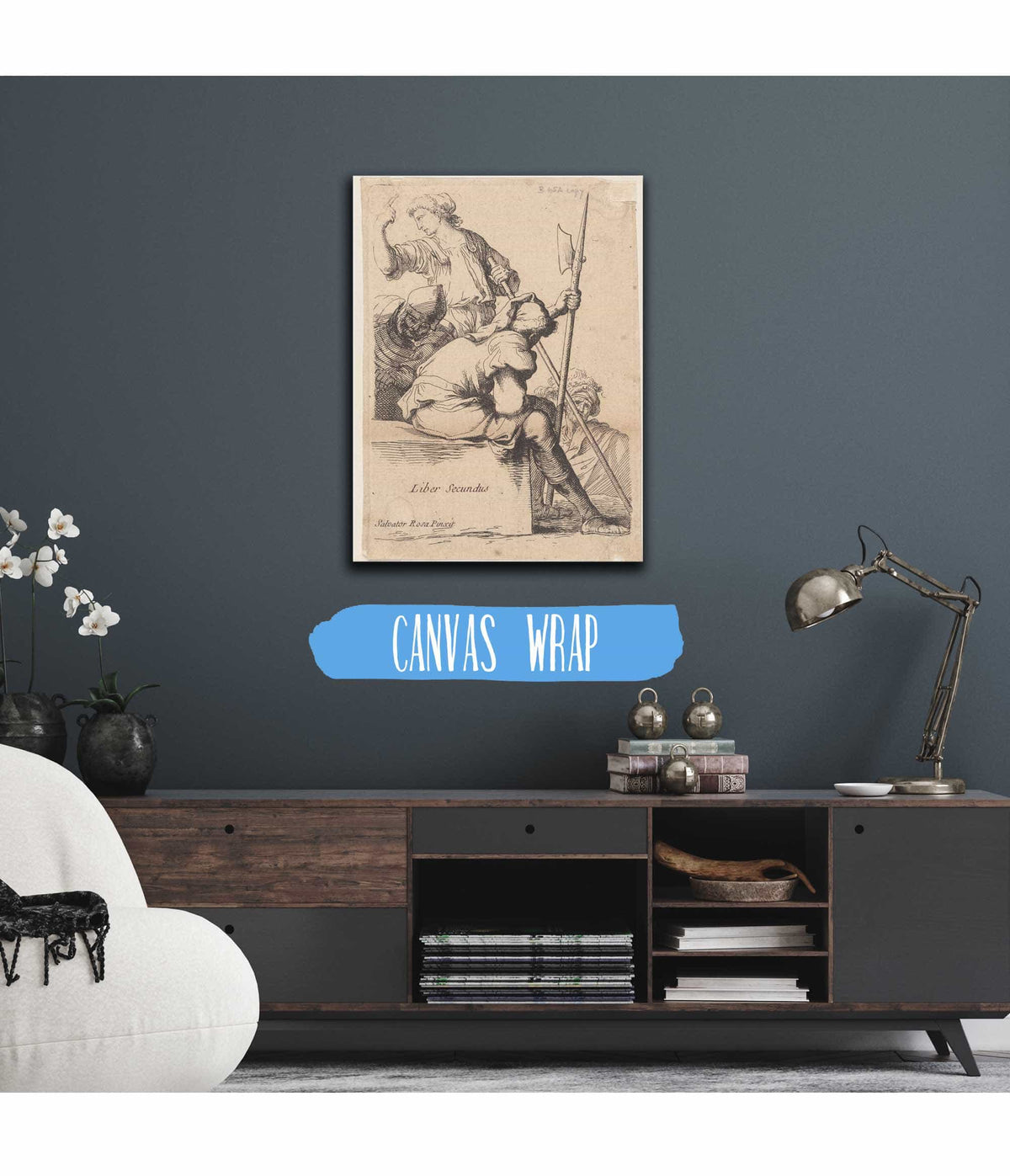 Three Soldiers One Seated On A Square Block Of Stone  by Salvator Rosa Posters, Prints, & Visual Artwork