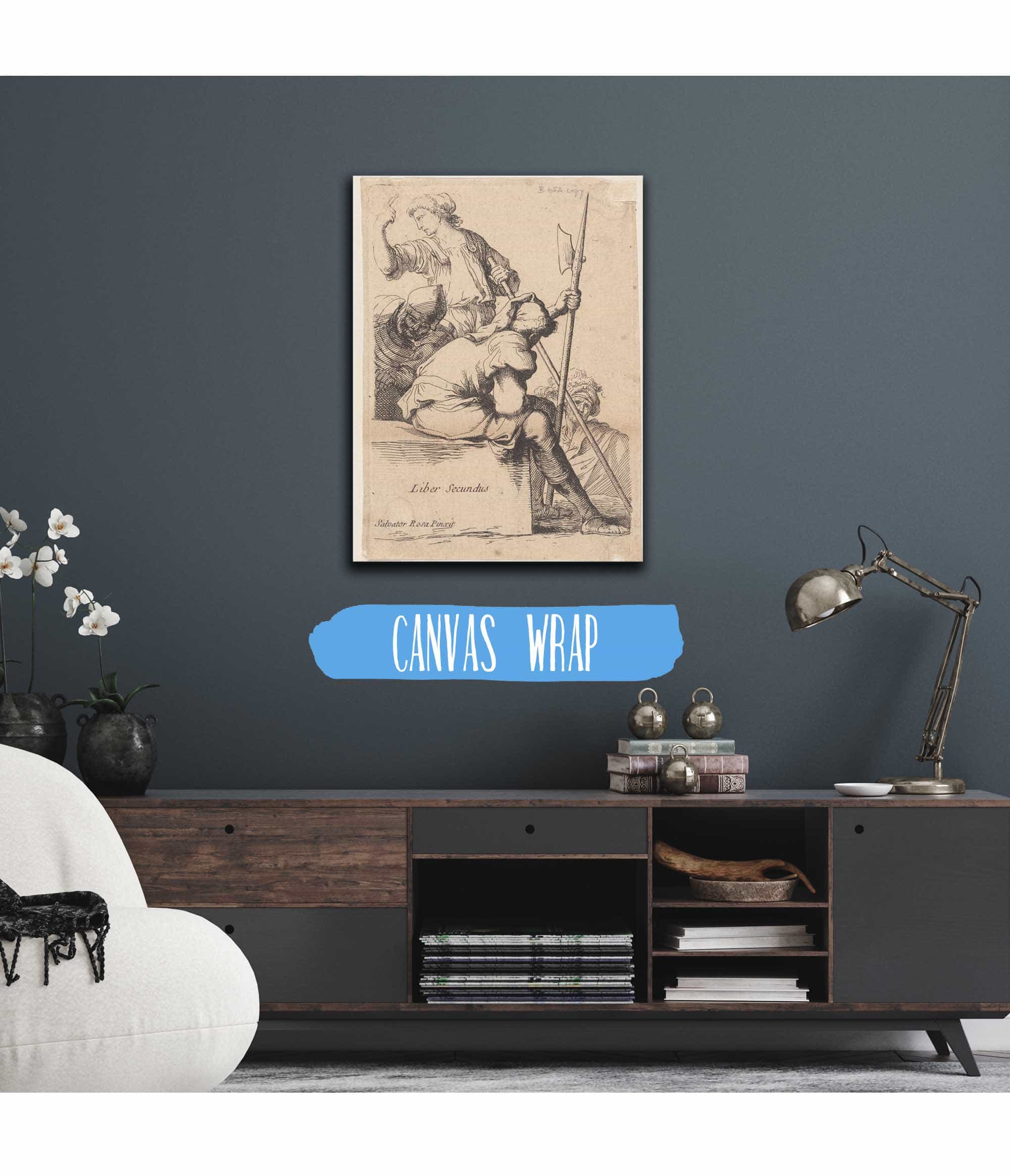 Three Soldiers One Seated On A Square Block Of Stone  by Salvator Rosa Posters, Prints, & Visual Artwork