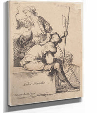 Three Soldiers One Seated On A Square Block Of Stone  by Salvator Rosa Posters, Prints, & Visual Artwork