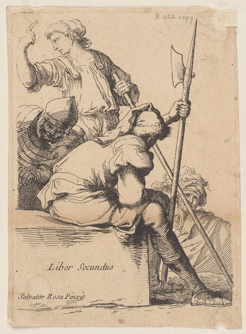 Three Soldiers One Seated On A Square Block Of Stone  by Salvator Rosa Posters, Prints, & Visual Artwork