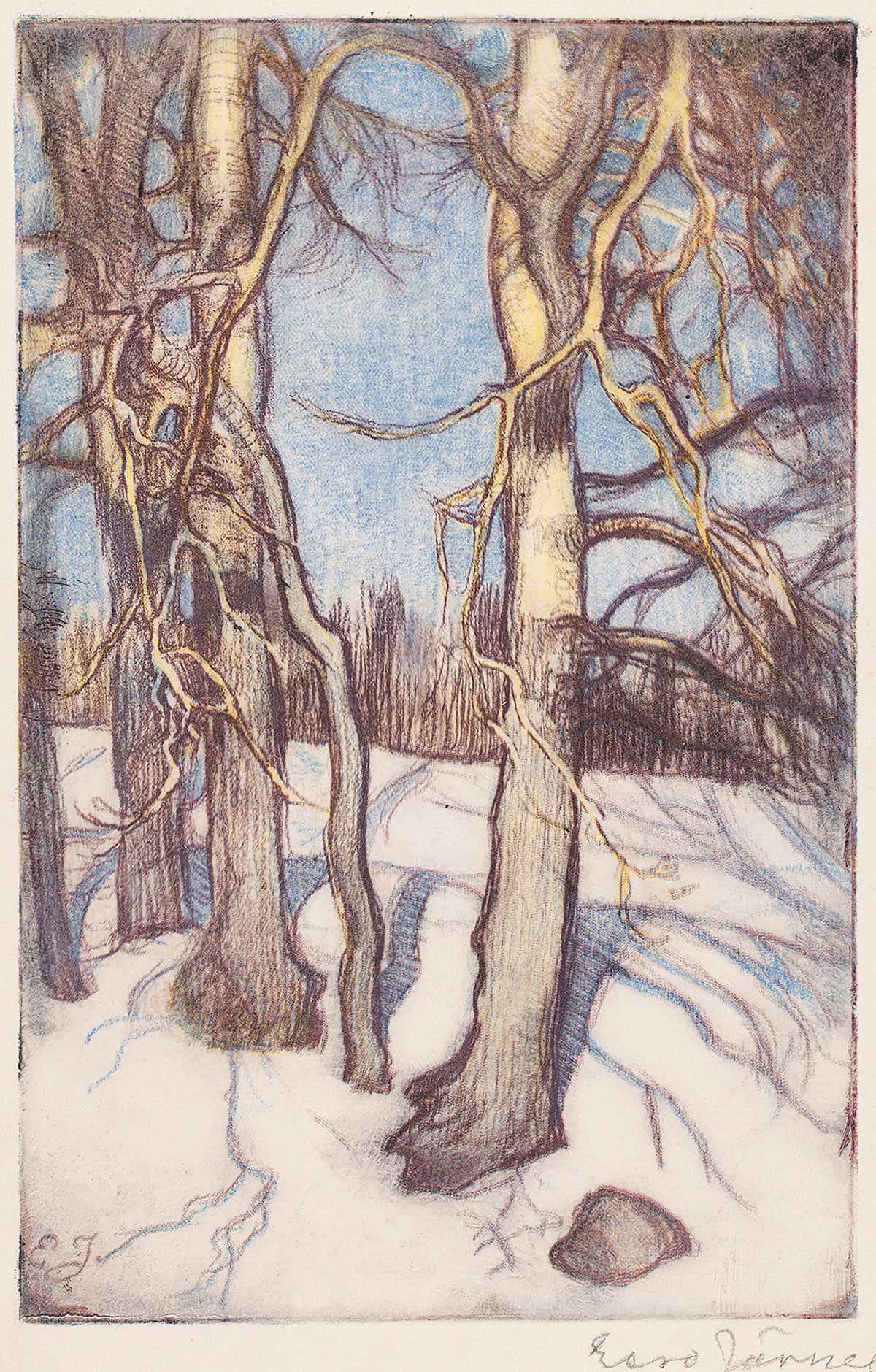 Trees In Winter by Eero Jarnefelt Posters, Prints, & Visual Artwork