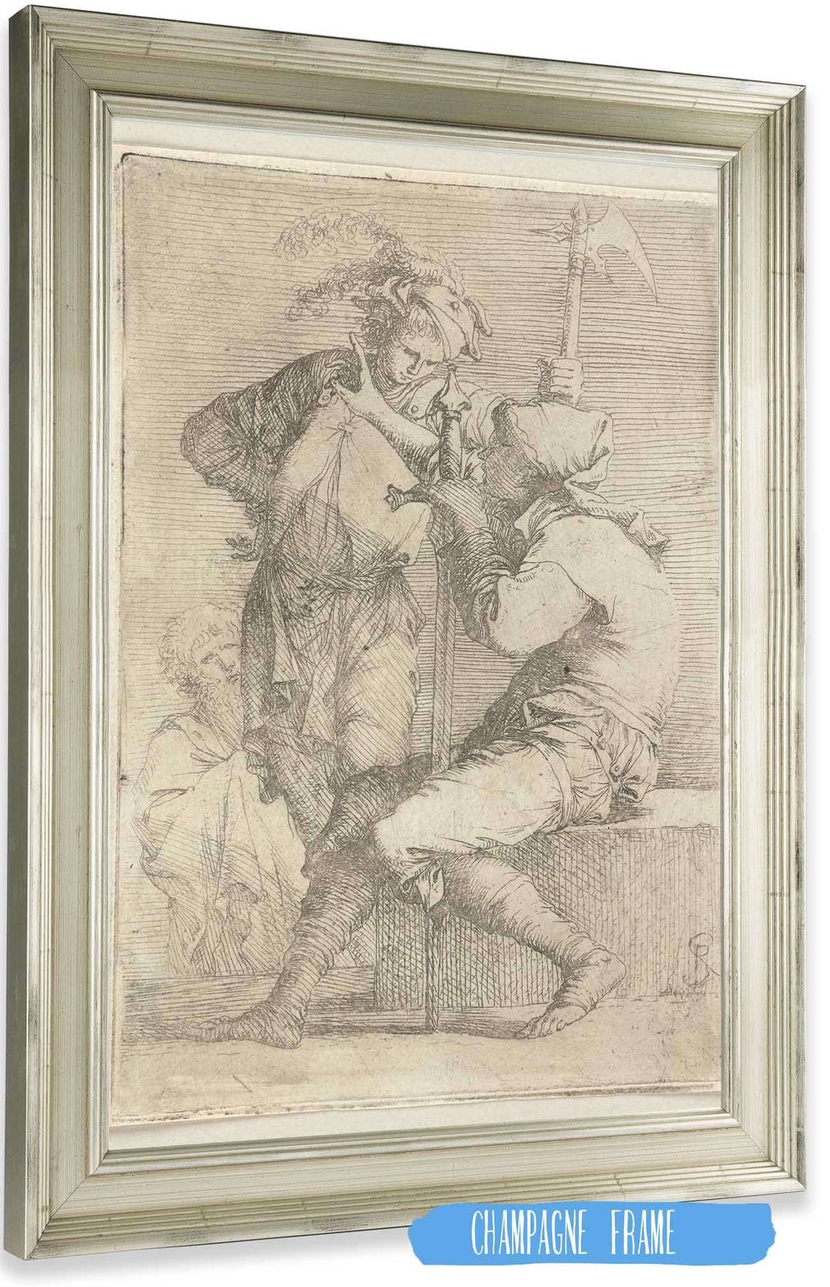 Two Soldiers One Seated On A Square Stone  by Salvator Rosa Posters, Prints, & Visual Artwork
