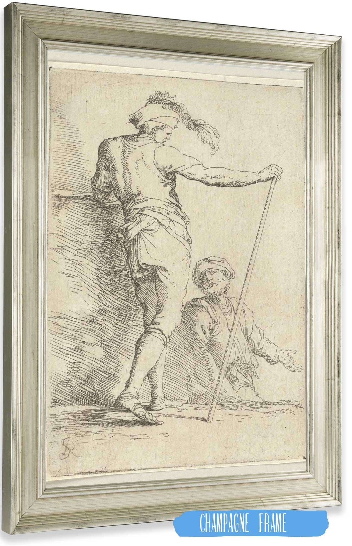 Two Soldiers One Seen From Behind And Holding A Cane In His Right Hand  by Salvator Rosa Posters, Prints, & Visual Artwork