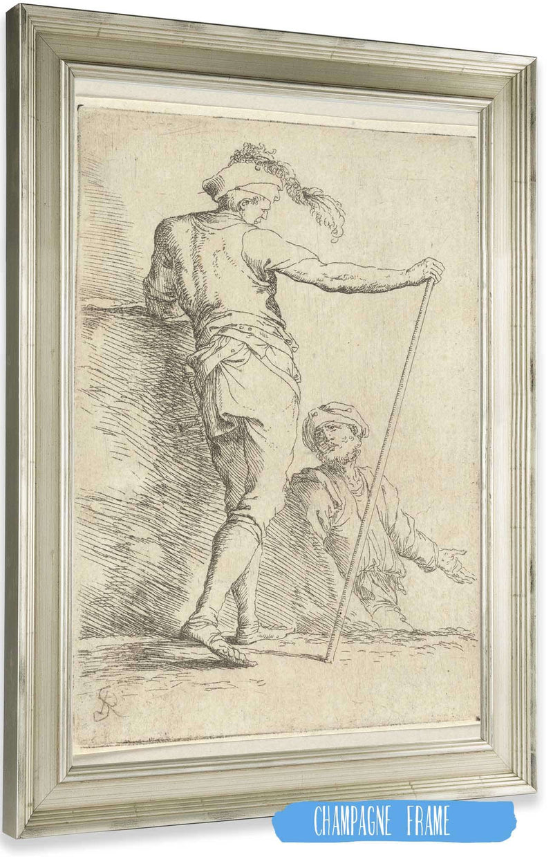 Two Soldiers One Seen From Behind And Holding A Cane In His Right Hand  by Salvator Rosa Posters, Prints, & Visual Artwork