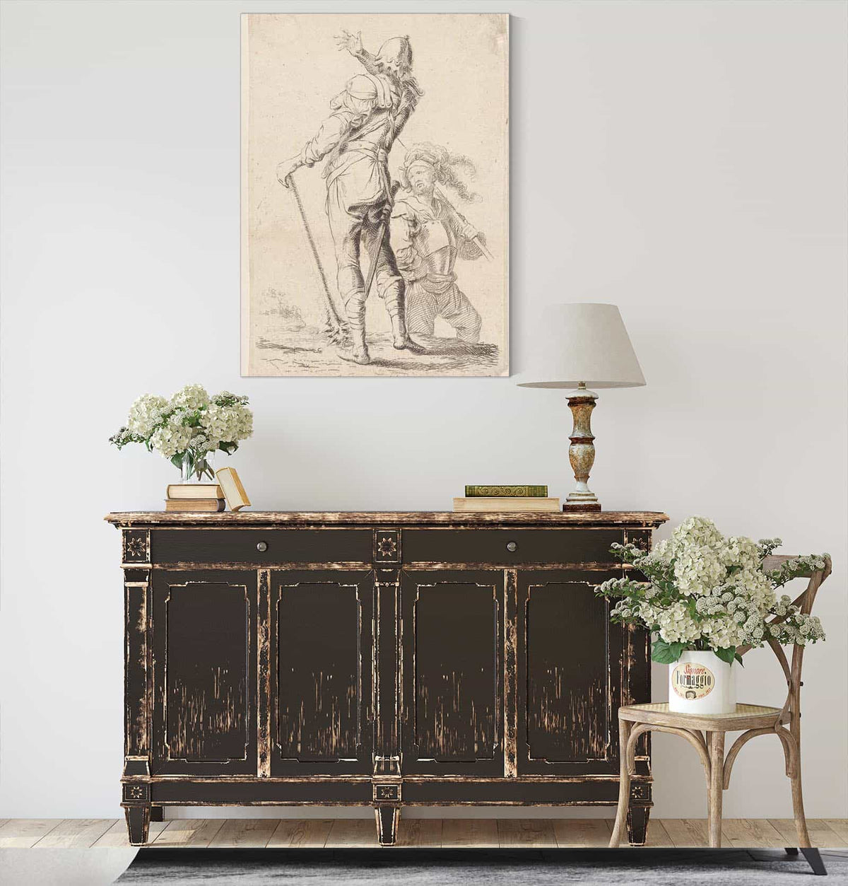 Two Soldiers One Seen From Behind Holding A Club  by Salvator Rosa Posters, Prints, & Visual Artwork