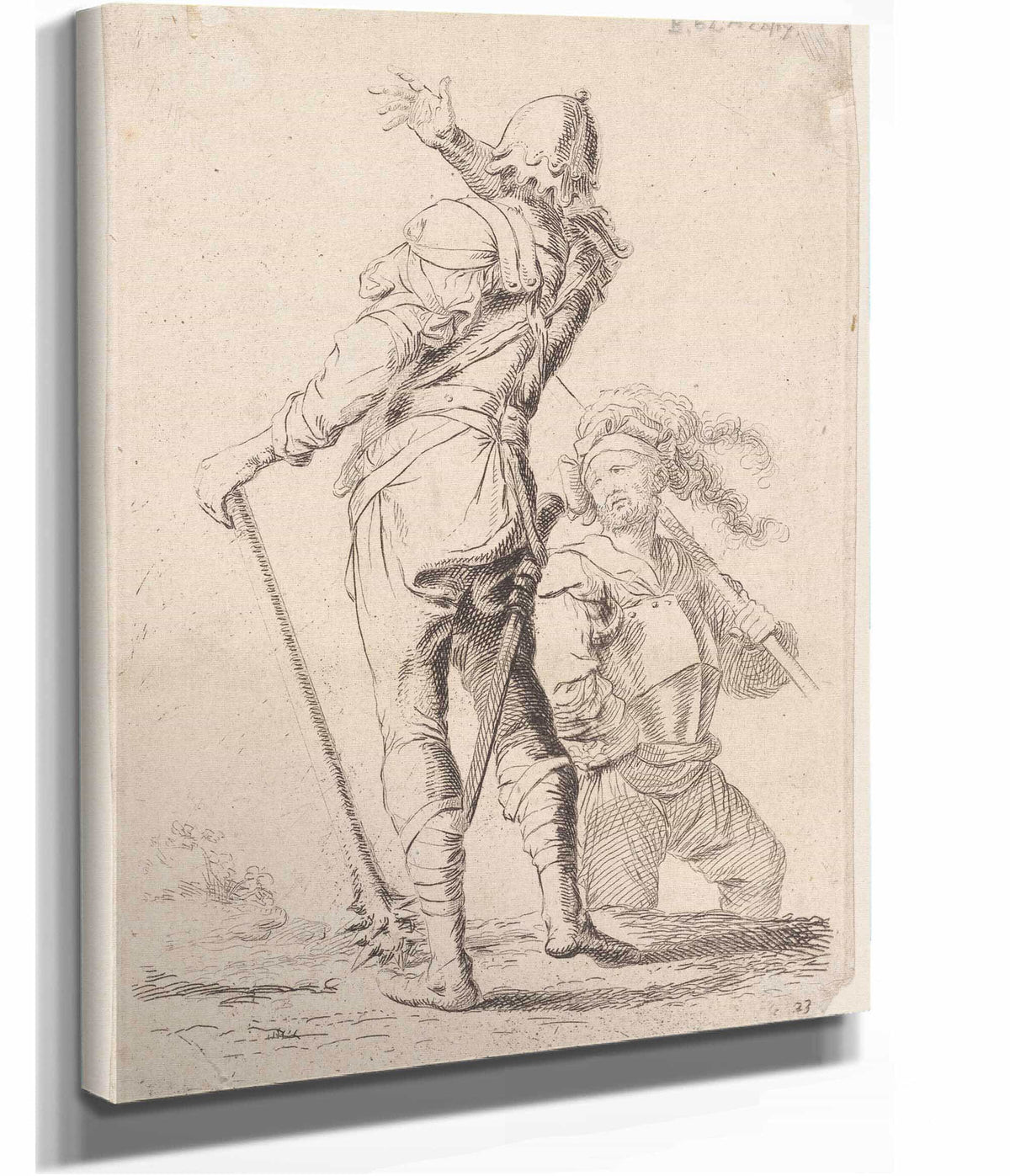 Two Soldiers One Seen From Behind Holding A Club  by Salvator Rosa Posters, Prints, & Visual Artwork