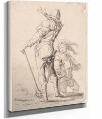 Two Soldiers One Seen From Behind Holding A Club  by Salvator Rosa Posters, Prints, & Visual Artwork